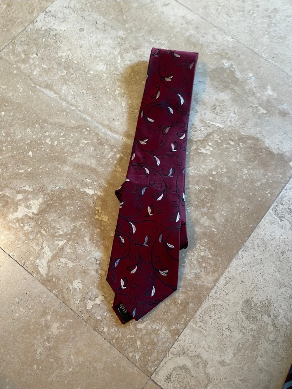 Alfani Men's Wine Red Floral Silk-Blend Tie